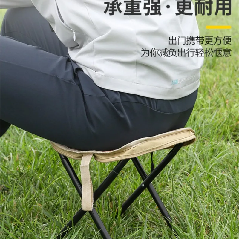 Outdoor Portable Folding Stool Handbag Carbon Steel Fishing Chair Camping Train Pony Tie Stool Compact Travel Seat