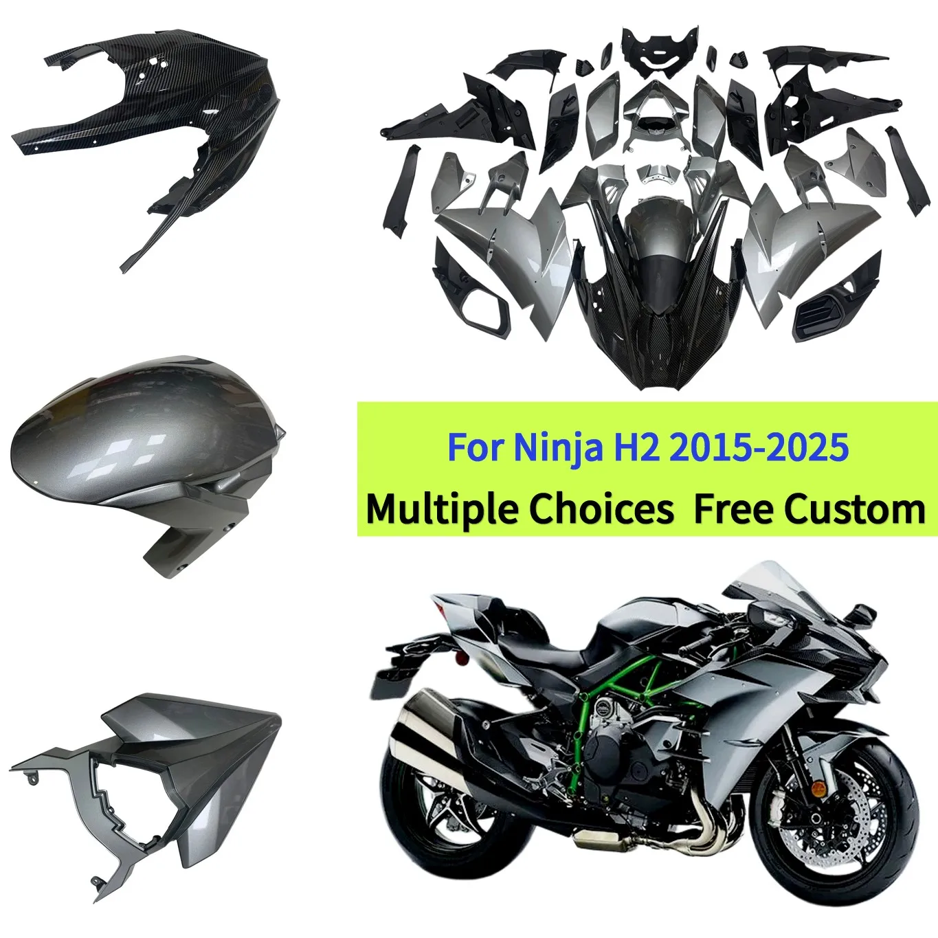 

Sportbike Plastic Fairing Panels For Kawasaki Ninja H2 2015-2025 Motorcycle Body Cover Kit