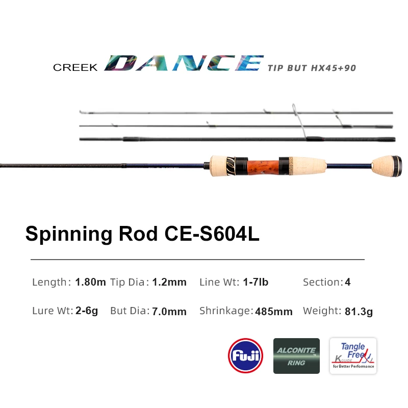 PURELURE CREEK DANCE Forel Hengel BFS Vissen Casting UL Spinning Light Travel Rod Stream Uitwerphengel Fuji Alconite Ring Baars