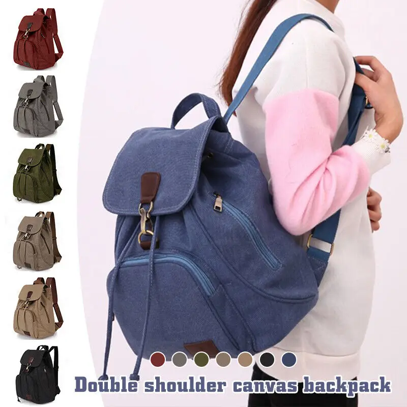 Women Backpack Fashion All-Match Canvas Lady Business Travel Leisure Canvas Bag Girl Large-Capacity Casual Anti-Theft Schoolbag