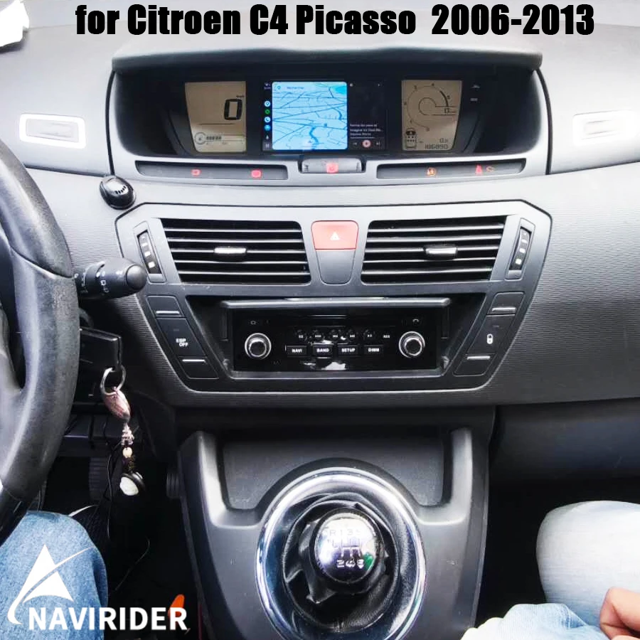 Radio Estéreo para Auto con Android 15, Pantalla con Android Auto Inalámbrico y Carplay para Citroen C4 Picasso 2006-2013, Navegación GPS, 128G, Bluetooth