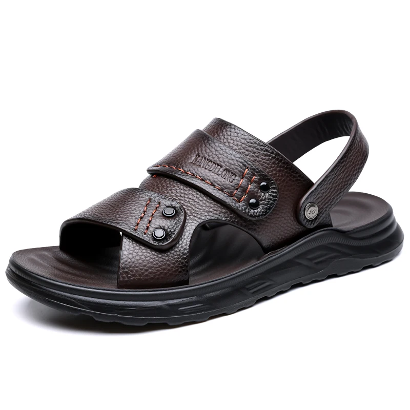 Fashion Casual Men's Sandals Summer Slip On Sandals Men Classic Beach Shoes For Men Outdoor Leather Sandals Male Slippers