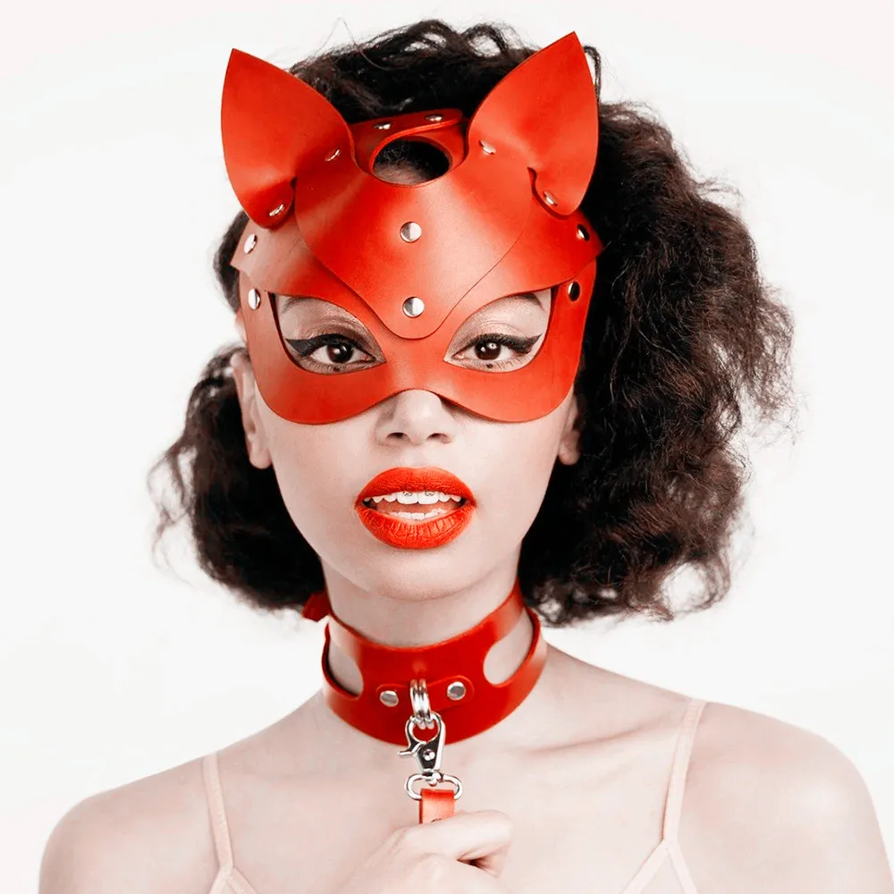 Женская кожаная маска кошки, косплей, аниме, БДСМ, маска на Хэллоуин, сексуальные мужские украшения, вечерние, панк-фетиш, стимпанк, маскарад, карнавал