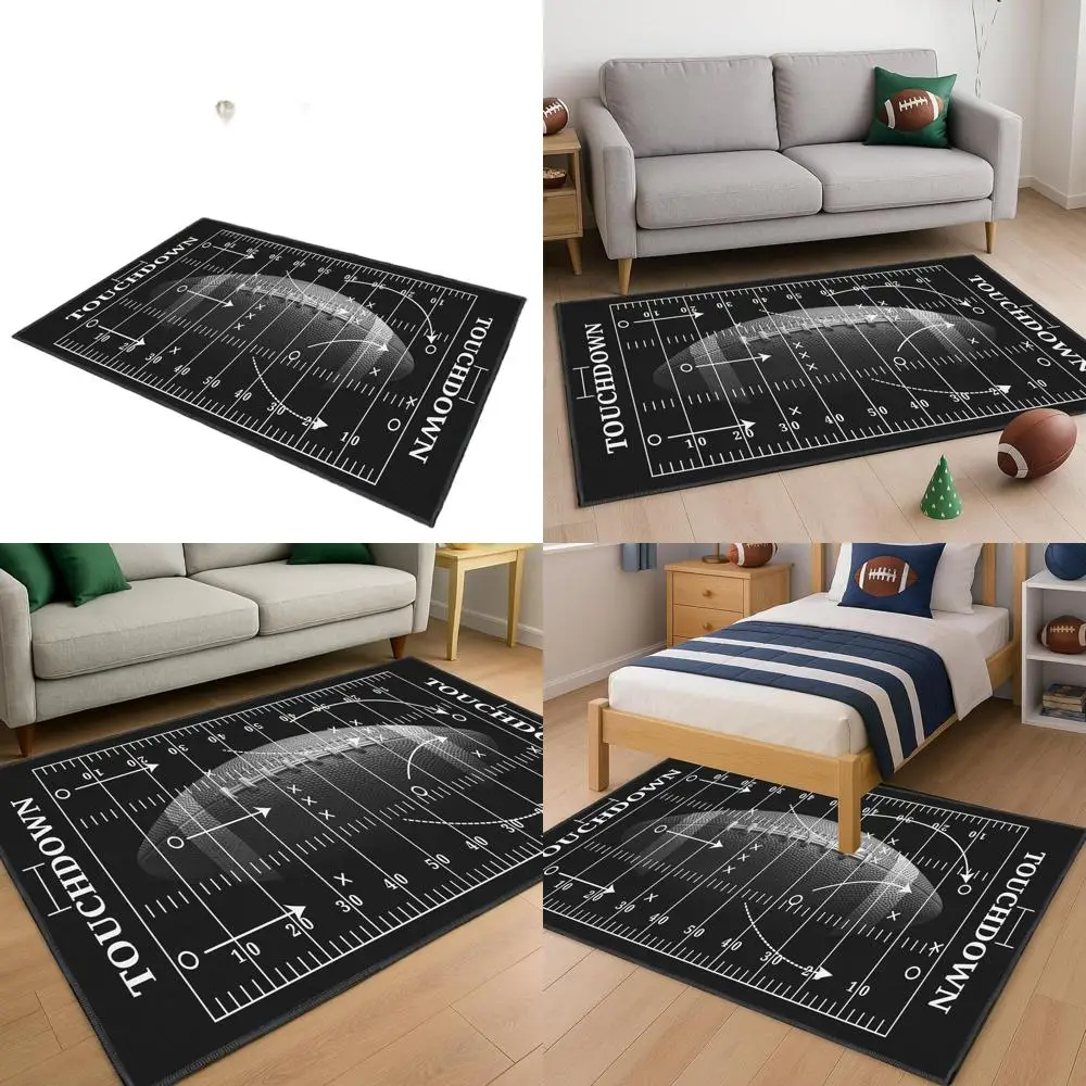 

5x7 Football Field Area Rug with Non-Slip Backing for Bedroom, Living Room, and Game Room