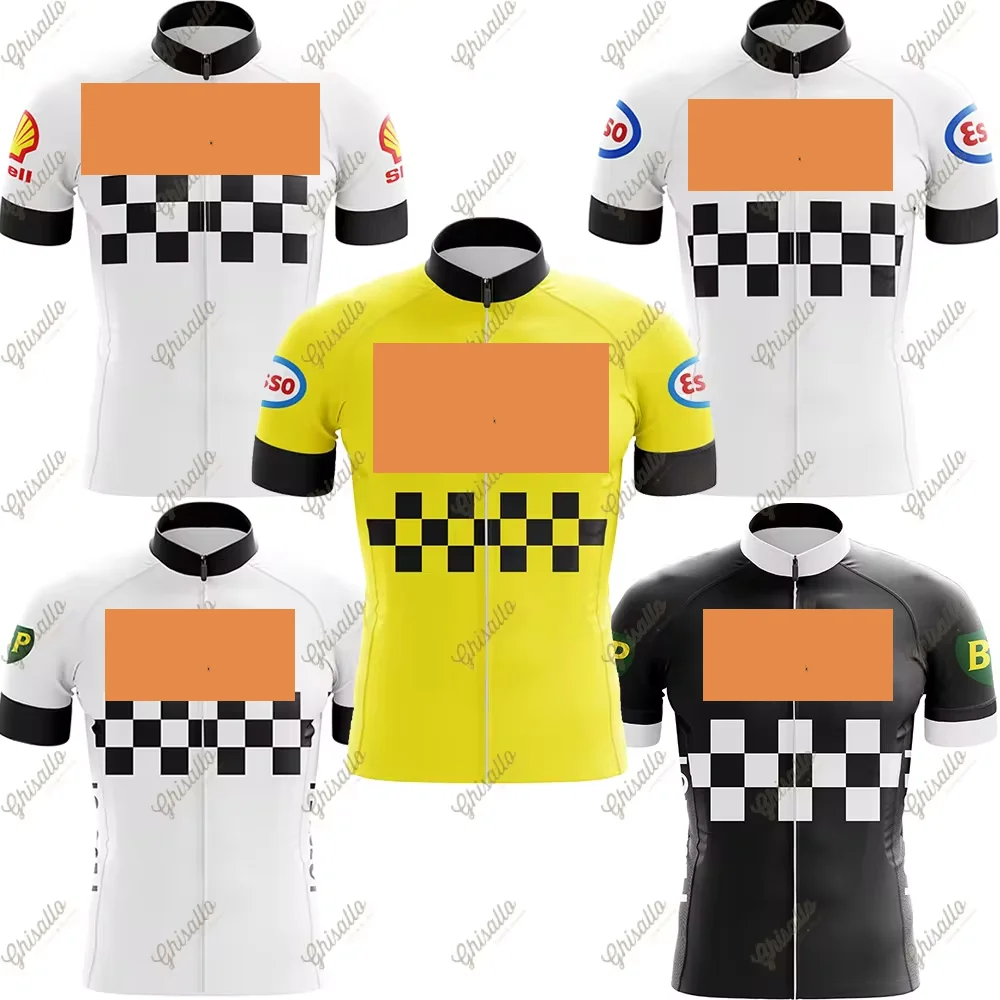 Retro Men\'s Cycling Jersey Short Sleeved Team Racing Bicycle Clothes Top Outdoor Sports MTB Bike Wear Ciclismo Customized