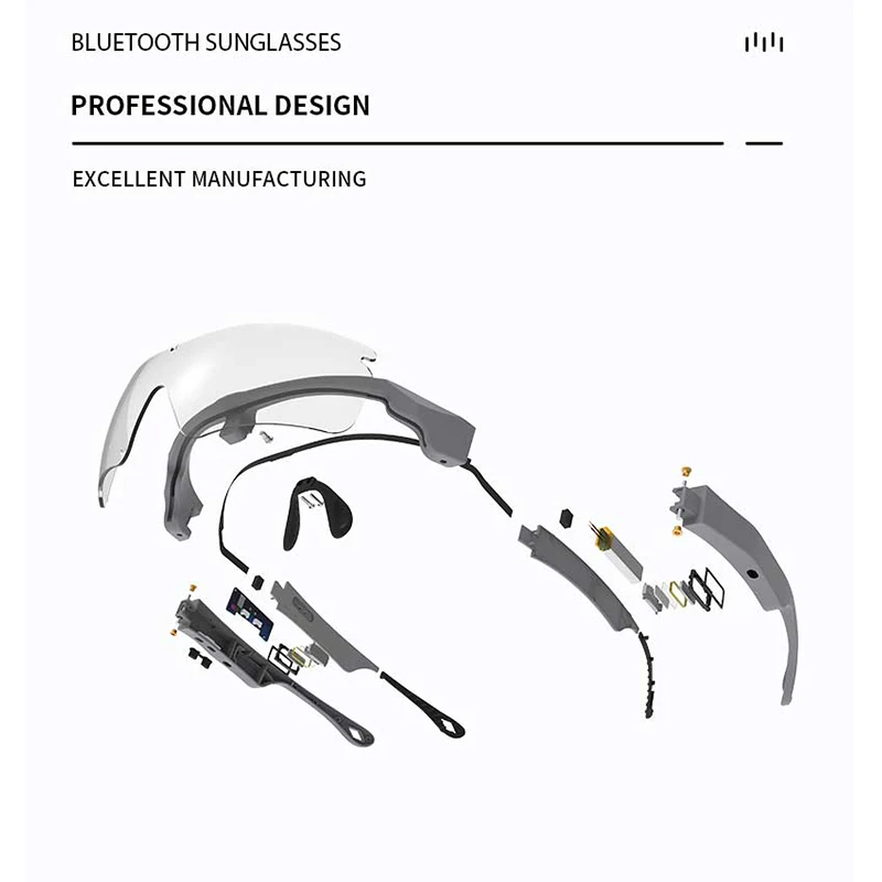 Kacamata Pintar Bluetooth 5.0, Headphone olahraga polarisasi UV400 dengan Headset nirkabel