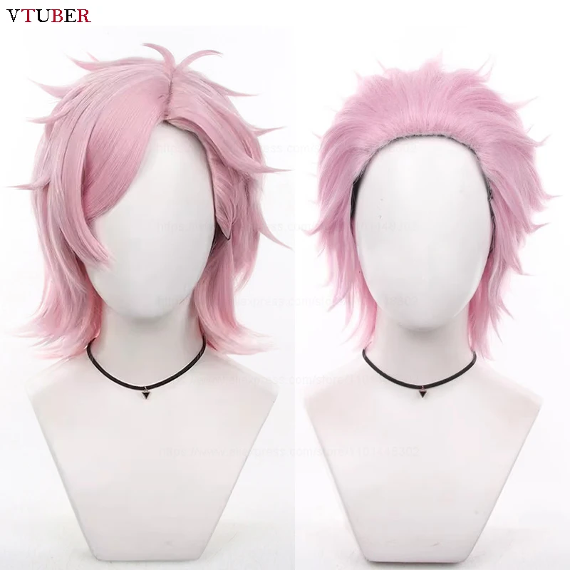 High Quality Mitsuki Kiryu Cosplay Wig WIND BREAKER Cosplay Short Pink Heat Resistant Synthetic Hair Anime Wigs + Wig Cap