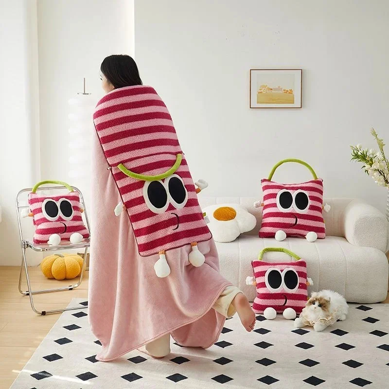 

150cm Big Eyes Anime Pillow Blanket Nordic Blanket Cartoon Sofa Blanket Office Nap Blanket Pillow Cushion Dual Purpose Blanket