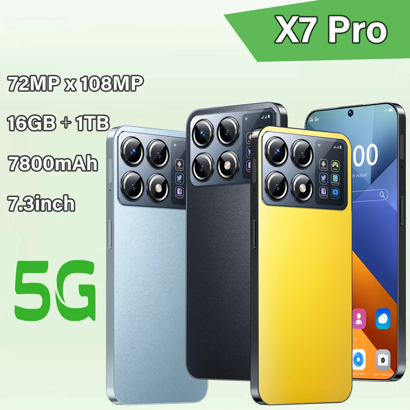 

Smartphone Cases Are Used For X7 Pro Mobile Phone Spare Parts 7800mAh Battery 7.3" HD Original Android 1TB Global Version