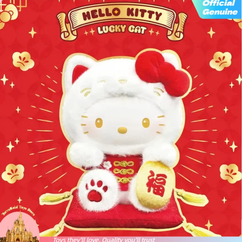 

Оригинальная плюшевая фигурка Sanrio Family Lucky Cat Hello Kitty, 30 см, кукла, украшение для стола, коллекционная игрушка, подарок на Новый год