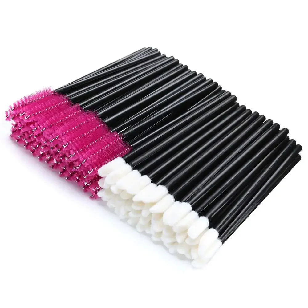 1000 PCS Disposable Lip Wands and Mascara Wands Pink Disposable Mascara Lipstick Makeup Eyelash Lip Gloss Brushes