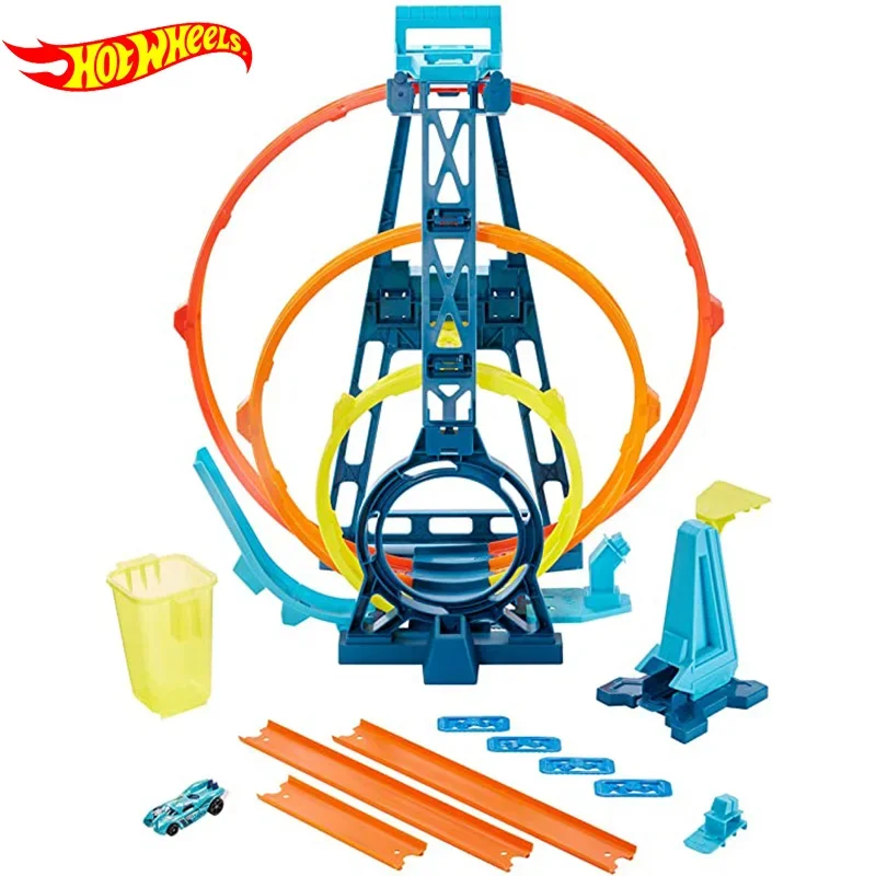 Ruote calde originali giocattoli Track Builder Kit triplo anello illimitato giocattolo per auto Carro Hotwheels tracce giocattoli per ragazzi