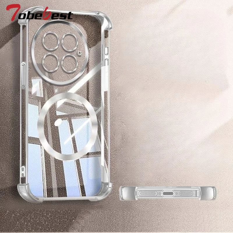 Coque transparente antichoc magnétique pour Oneplus 13, 13T, 15, 15T, 12, 11, 11R, compatible avec la charge sans fil Magsafe