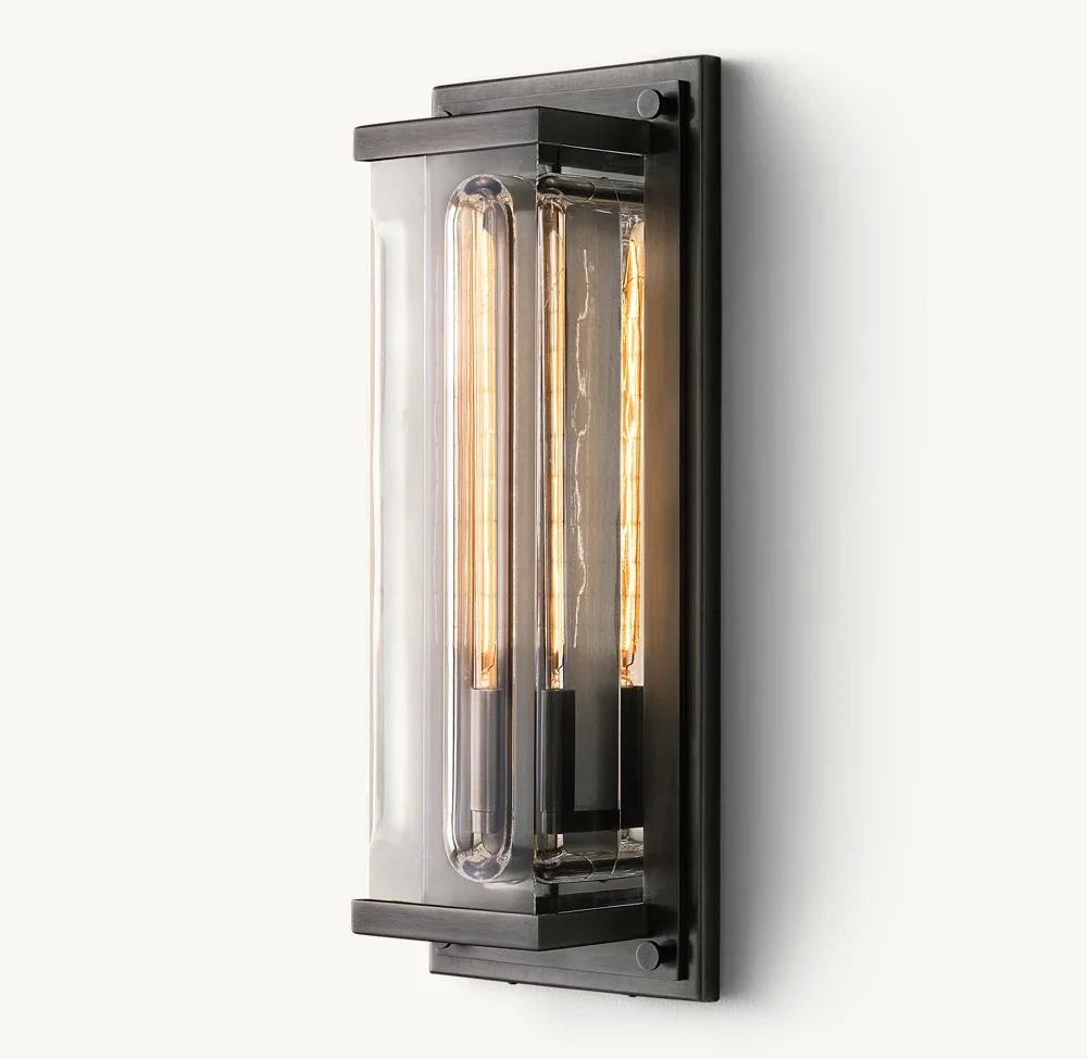 Farmhouse copper brass crystal wall lamp square wall lamp indoor restaurant design custom project