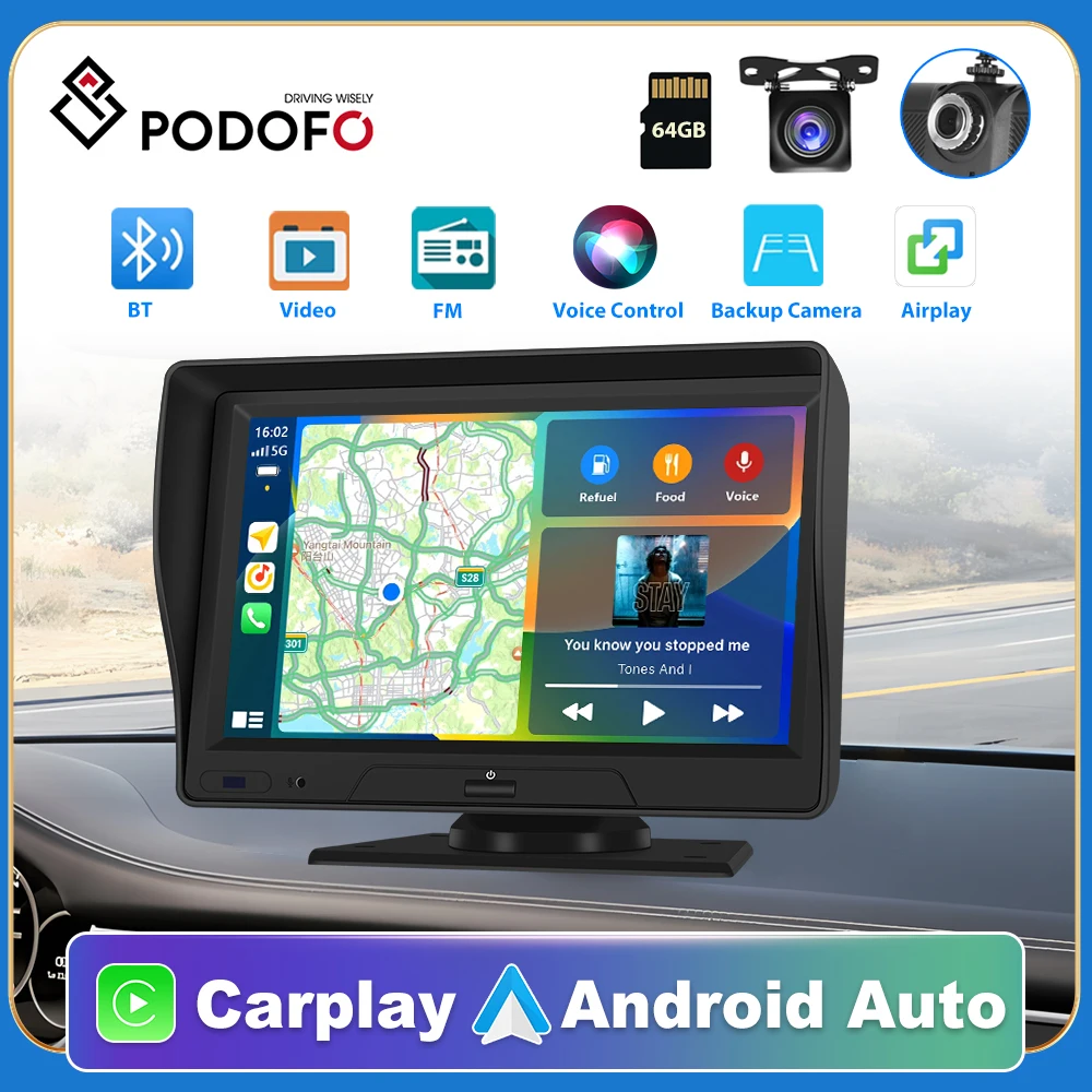 

Podofo Universal 7'' Car Radio Multimedia Video Player Autolink Wireless Carplay Android Auto Apple Airplay For Nissan Toyota