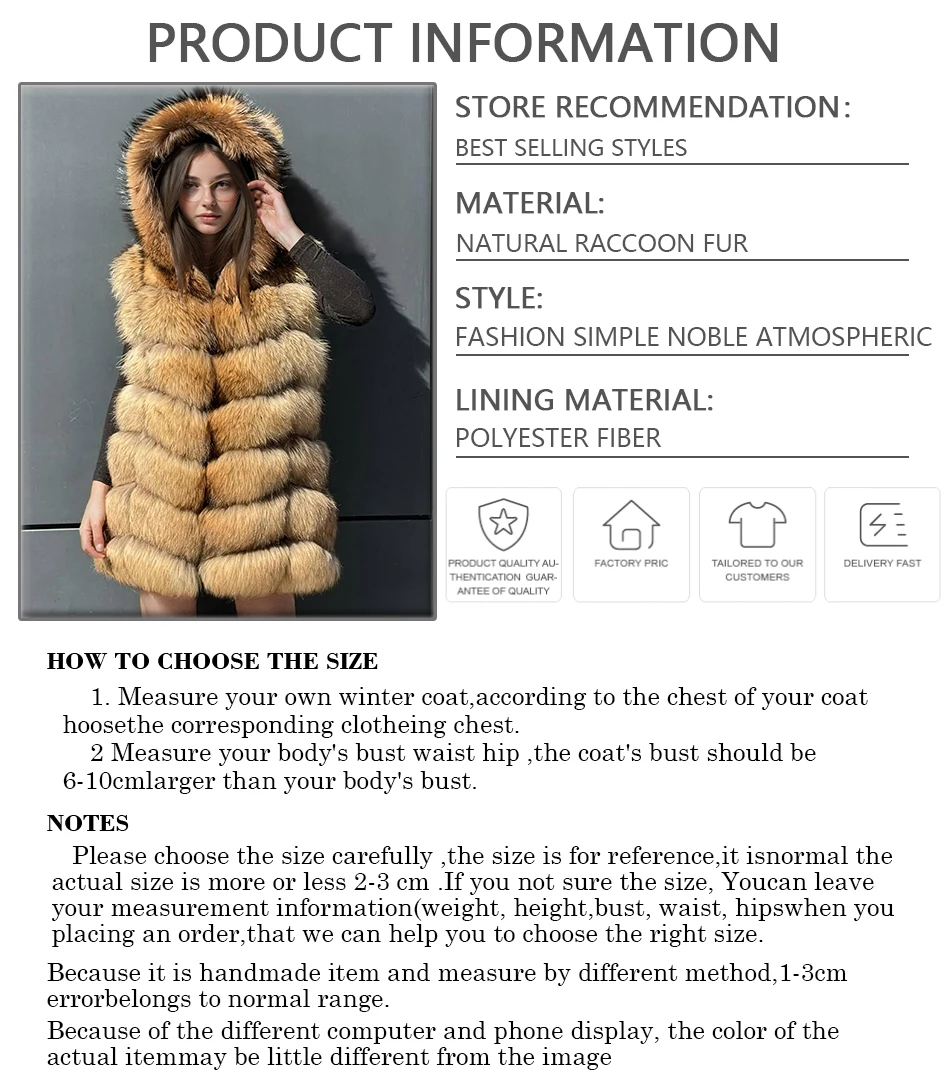 Dames wasbeerbont vest Echte wasbeerbontjas Natuurlijke bontvesten met capuchon Mode Nieuwkomers Echt bontvest