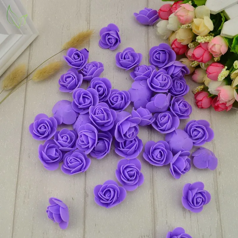 50PCS PE Foam Fake Flower Roses Head Artificial Flowers Cheap Wedding Decoration for Scrapbooking Gift Box Diy Wreath Multi-Use