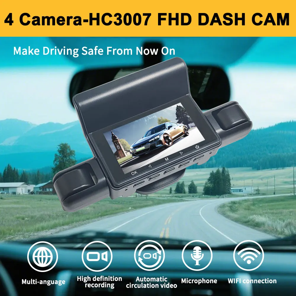 Dashcam 4K Auto for Sony 6.0F Large Aperture Video Recorder WIFI CarDVR 4Lens Front Rear View Camera Night Vision Car Accessory