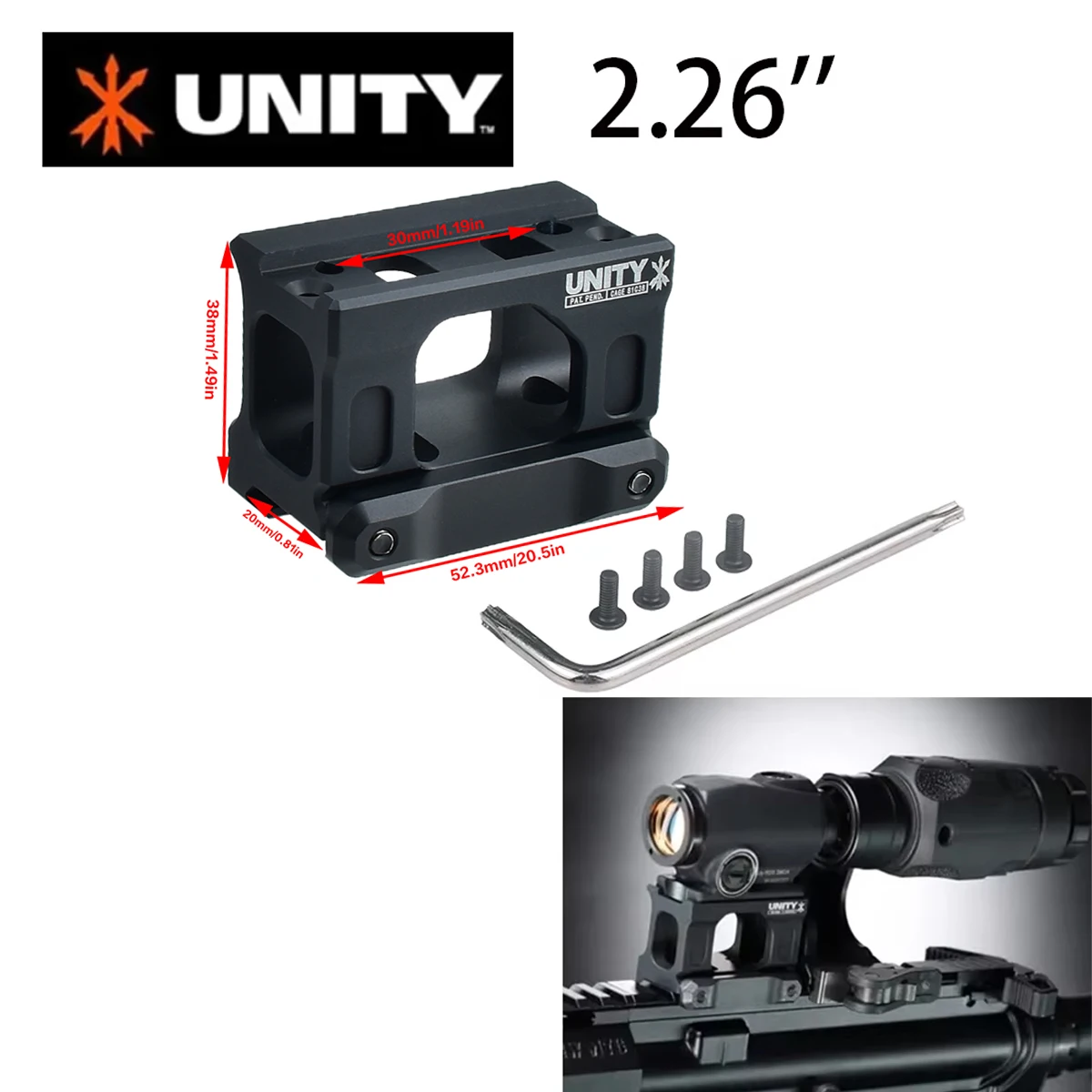 Neue UNITY Fast Riser Halterung 1,54" 1,93" 2,26" Höhe Zielfernrohr QD-Halterung für Red Dot Sight Reflexvisier Universelle Halterung passend für 20mm – Detail 7