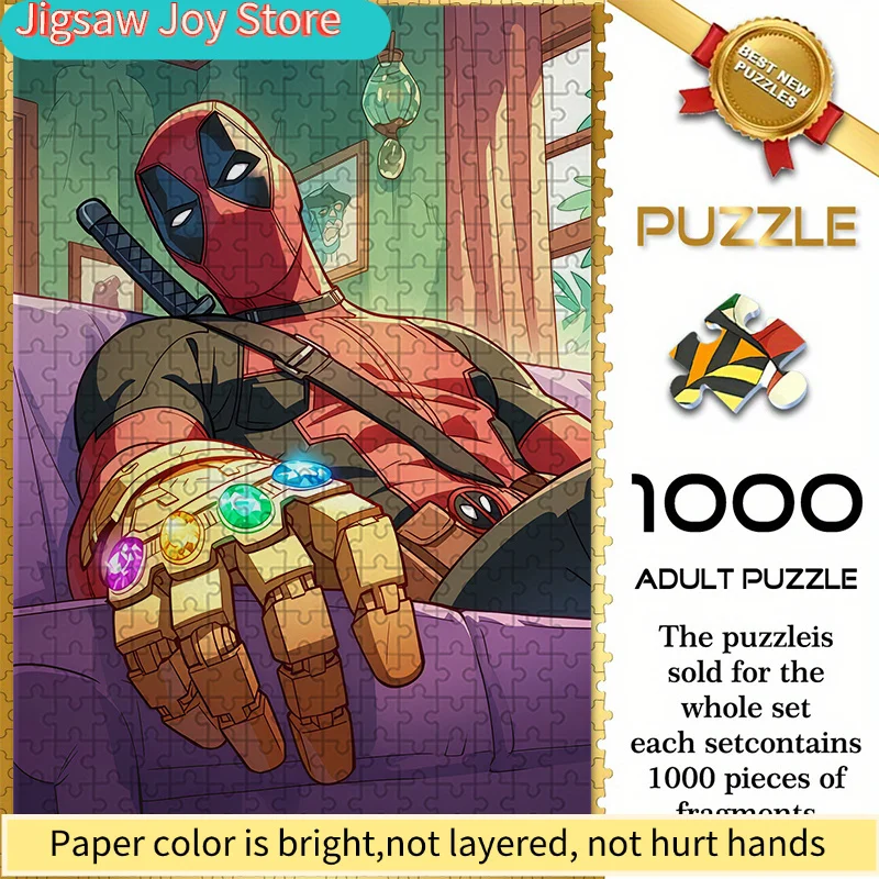 

of Marvel-Themed Seamless Puzzles Z10.18-88, Featuring Deadpool Relaxing with The Infinity Gauntlet - Durable Thick Puzzle, a