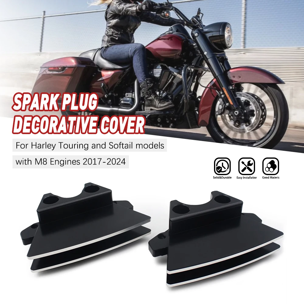Capas de Vela de Ignição com Aletas para Motocicletas Harley Touring M8 Softail Fat Boy Breakout Street Bob Low Rider 2018-2024