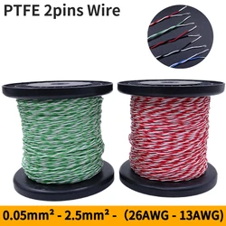 2M/10M 2pins PTFE Wire 30/26/25/24/22/20/18/17/15/13AWG DIY FEP High Temperature Twised Pair Electronic Signal Copper Cable