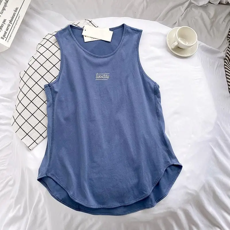 Loose Oversized T Shirts Women All-match Retro Casual Sports Bottoming Vest Outside Wear Sleeveless T-shirt Woman Tshirts Trend