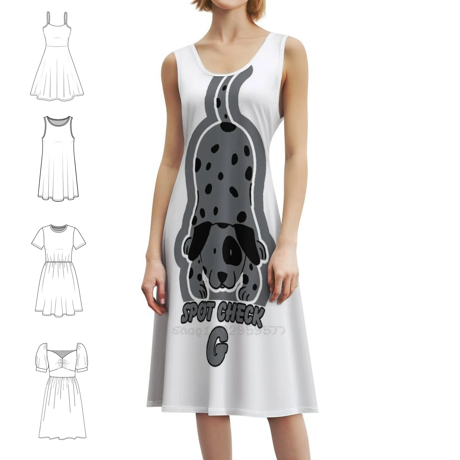 

Spot Check 'G' Women's Streetwear Party Dress Trendy Print Club Clothing For Female Spotted Dog Dalmatian Spotmydog Sweet Woman