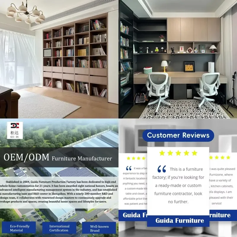 Modern Custom Study Bookcase | Living Room & Home Office Furniture | Durable Wood Design for Apartment & Villa Projects