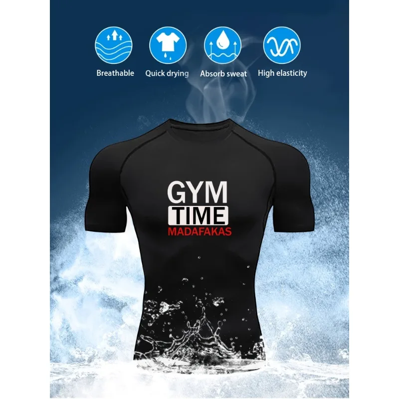 

Men's Compressed Shirt Fitness Sports Quick Drying Fitness T-shirt Fitness Sports Vest Elastic Top T-shirt Spring and Summer