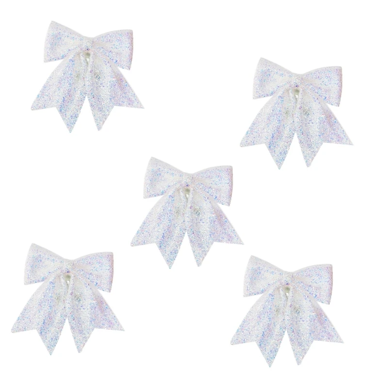 

5Pcs Festival Hanging Glittering Bows for Christmas Tree Toppers Gift Wrapping Dropship