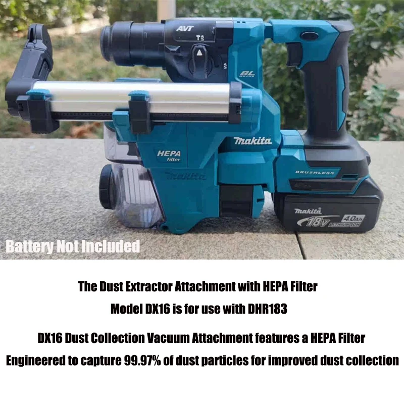 Imagem -05 - Makita Dhr183 Dx16 Martelo Elétrico Avt 18v Bateria de Lítio Furadeira de Impacto Broca de Martelo de Poeira Compacta