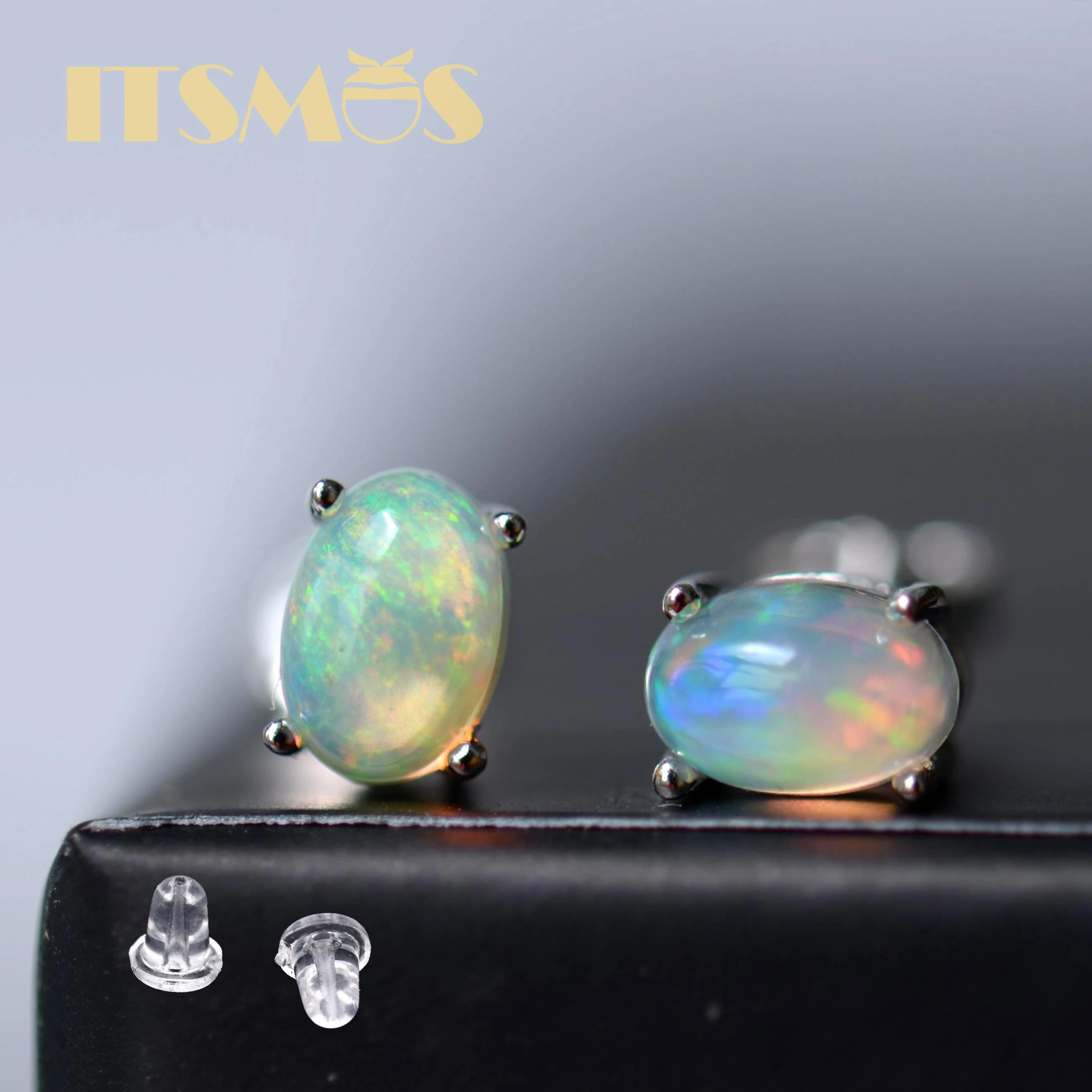 ITSMOS Natural Stone Opal Earrings s925 Silver Lucky Hope Elf Studs Earring Lover Colorful Jewerly for Women Gift  High Quality