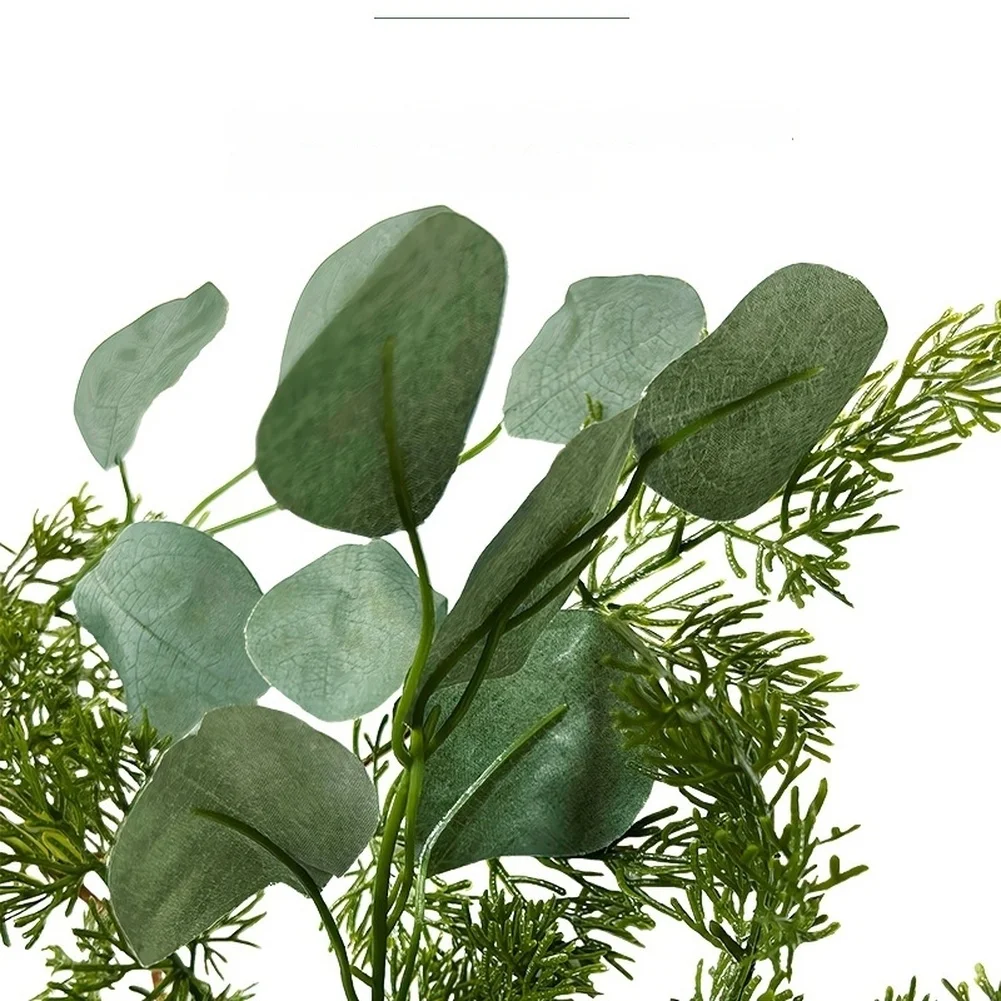 

Indoor Festive Garland Made of Silk Mesh Pine Needles Red Berries Eucalyptus Leaves and Pinecones for Seasonal Home Styling
