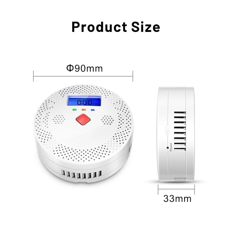 Tuya WiFi Smart CO Carbon Monoxide Leakage Alarm Detector Electrochemical Sensor LCD Screen Sound Light Alarm CO Tester CO Meter