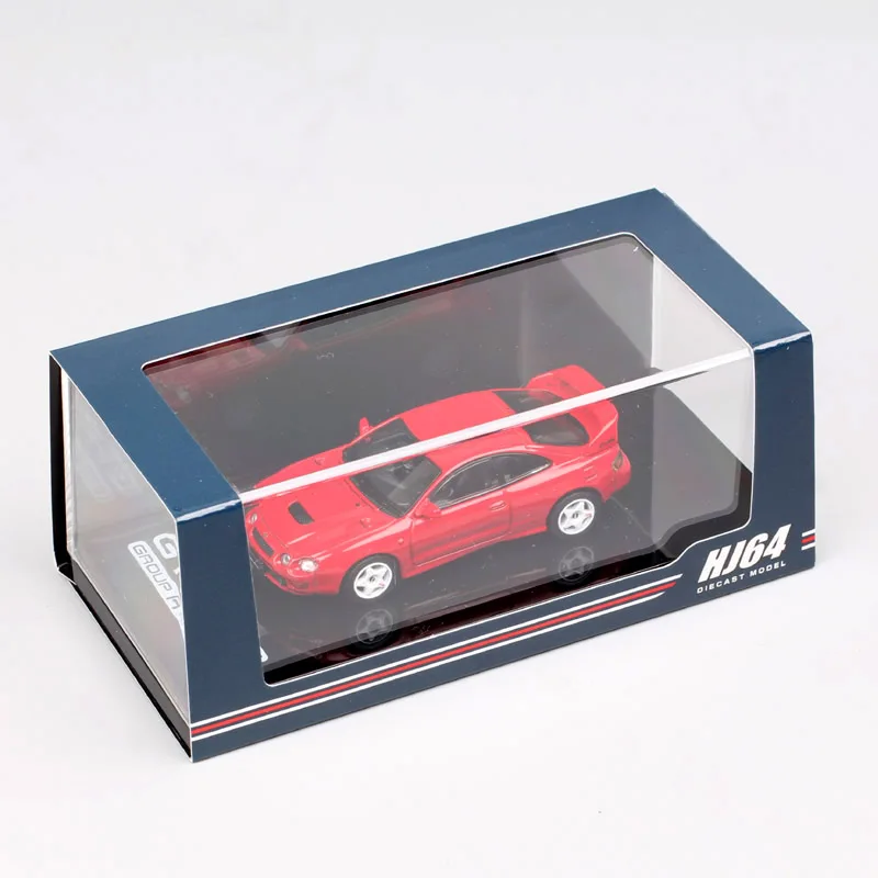 HJ64 1/64 Scale Toyota Celica GT FOUR ST205 JDM Super Car Model Toy Vehicles Diecast Acrylic Box Hobby Japan Red Acrylic Box