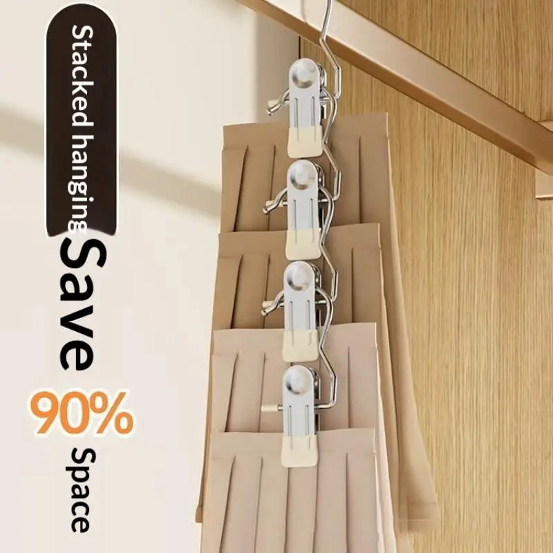 Innovative 10Pcs Clothes Hanging Clips With Hooks For Socks Hats Pants Storage Solution