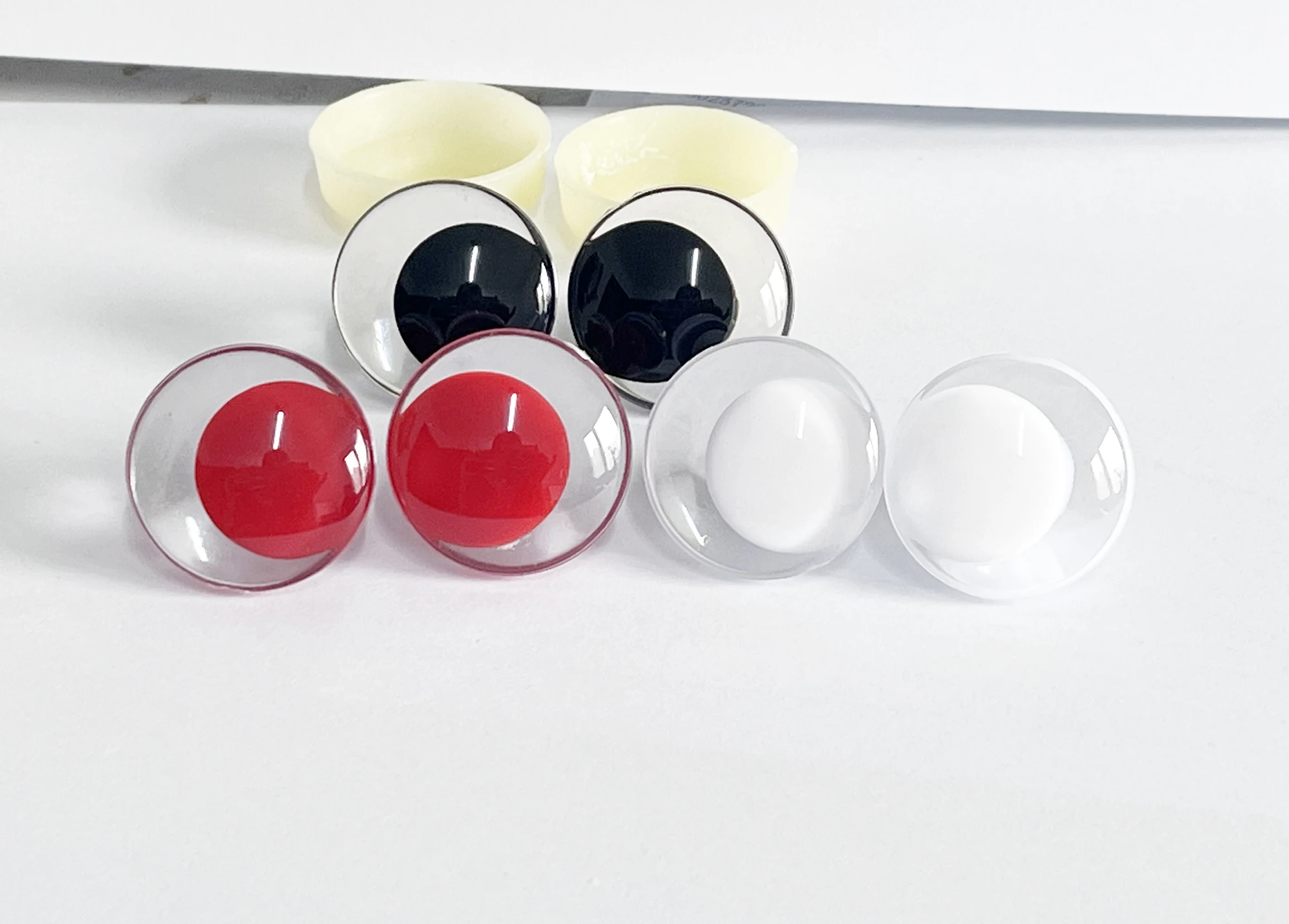 10pcs/lot   12mm to 35mm  3D Comical round toy eyes Clear white black red pupiltoy  eyes strange eyes with hard washer