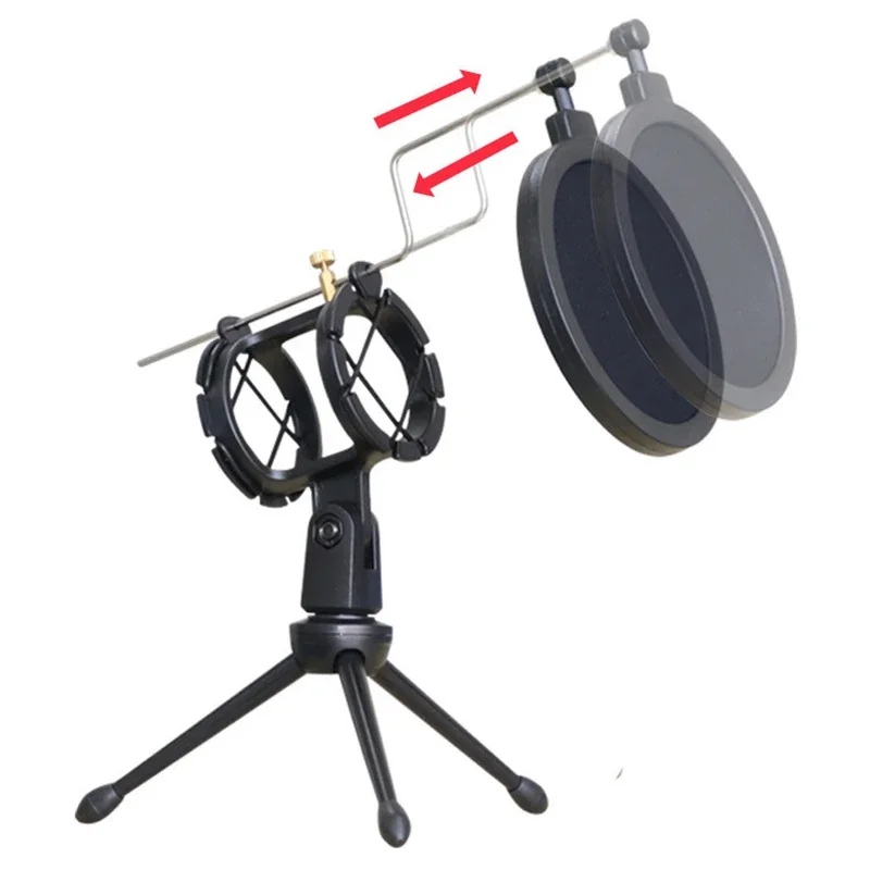

Держатель-подставка для микрофона на штативе с противоударным фильтром для настольного потокового микрофона для записи подкастинга и вокала