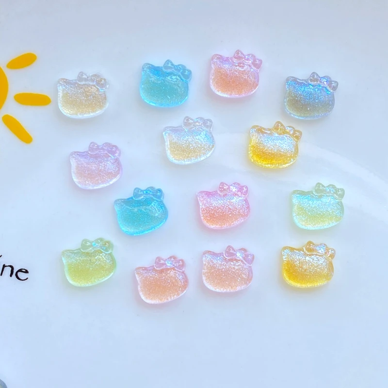 100Pcs New Cute Mini Shiny Cat's Head Series Resin Flatback Cabochon Scrapbook Kawaii Embellishments Accessories