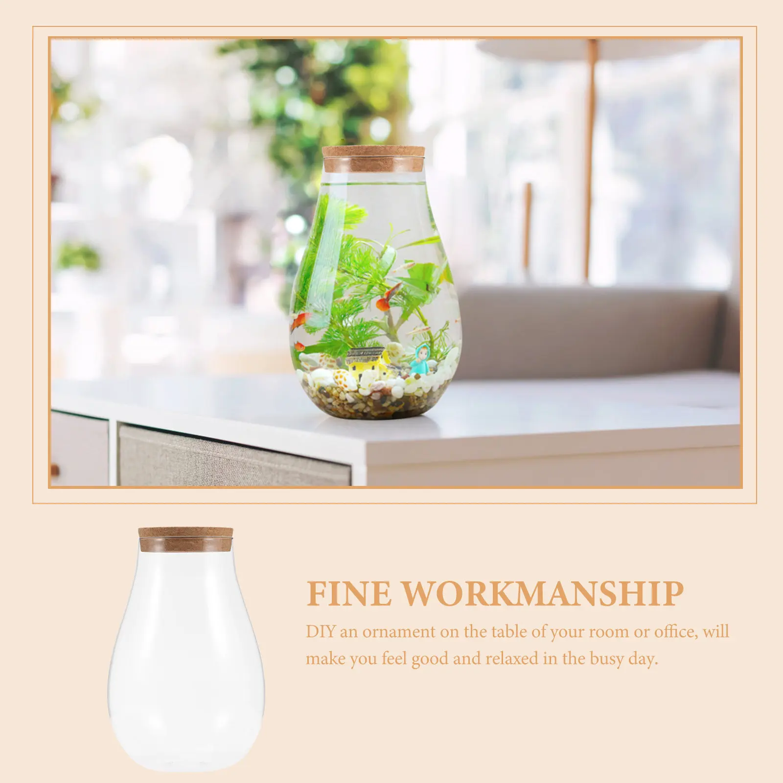 Glass Terrarium Bottle DIY Micro Landscape Container for Plants Moss Flowers Indoor Outdoor Decoration Home Office Study Bedroom