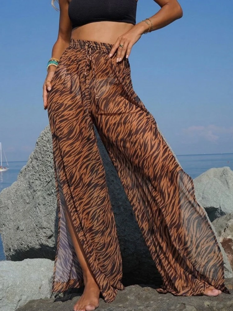 

Женские пляжные брюки-накидка с сетчатыми оборками для купальников, летние брюки 2026