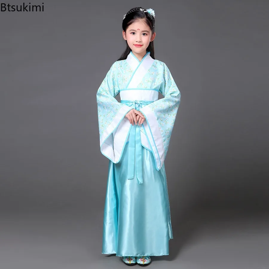 New 2026 Halloween Cosplay Kids Set Dance Performance Dress for Girls Show Child Hanfu Dress Costume Chinese Traditional Clothes