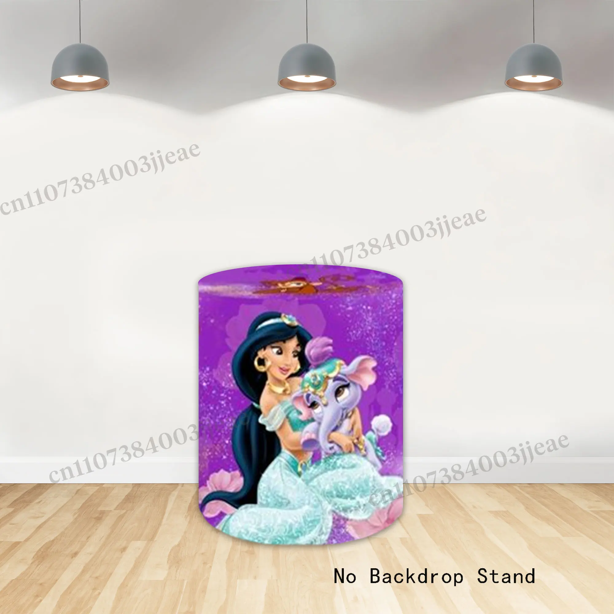 Round Aladdin Jasmine Backdrop Girls Children Birthday Party Circle Cylinder Background Princess Photo Covers Decorations Props view 5