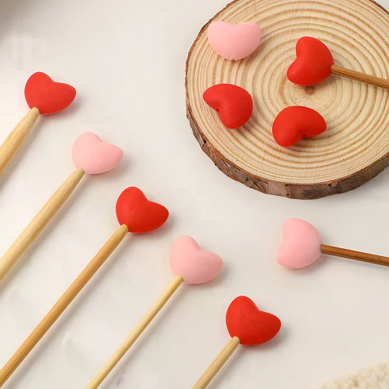 

[YU]6pcs Knitting Needle Point Protectors Point Needle Stoppers Heart Shaped Stitches Stoppers Needle Caps Knitting Accessories