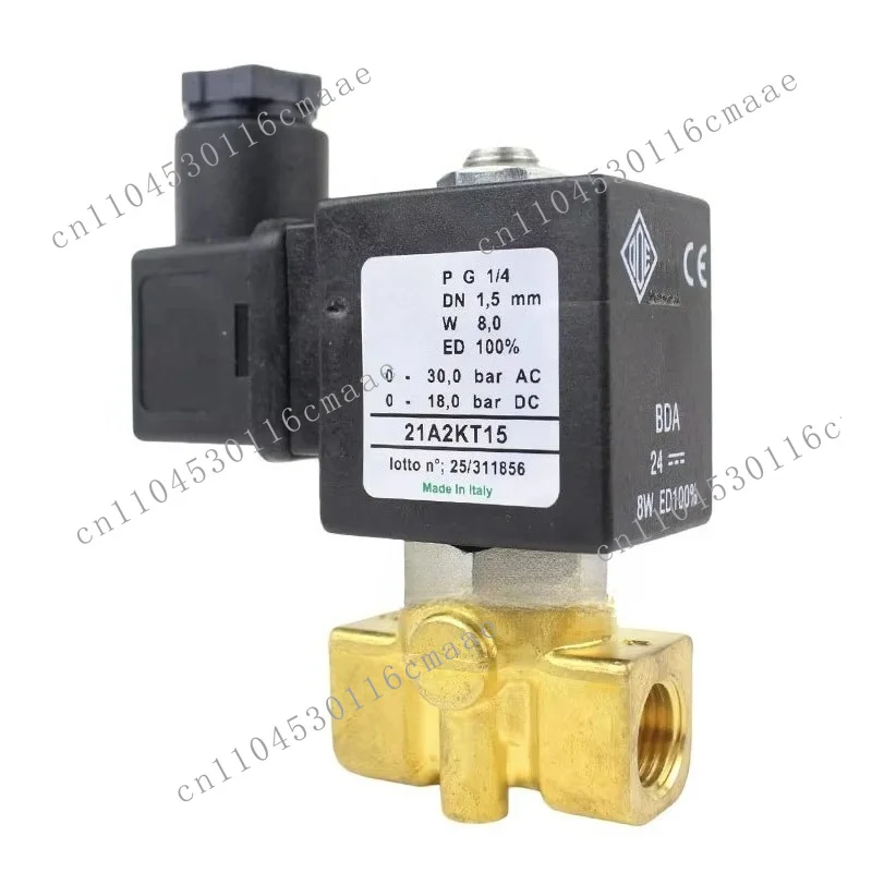 Suitable for Solenoid Valve Brass G 1/4 '' DN8 21A2KT15 AC220V AC110V DC24V AC24V 2-way Straight Type N.C. Normally Closed PTFE