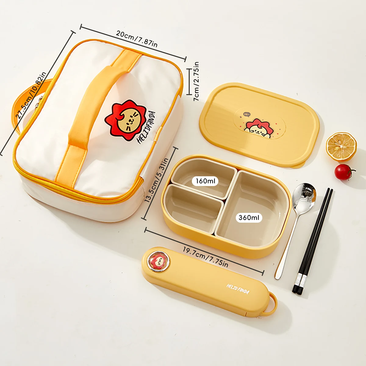 WORTHBUY Outdoor draagbare verzegelde verdeelde voedselcontainer Afneembare 3-roosters Plastic lunchbox voor kinderen Student Magnetronbestendig