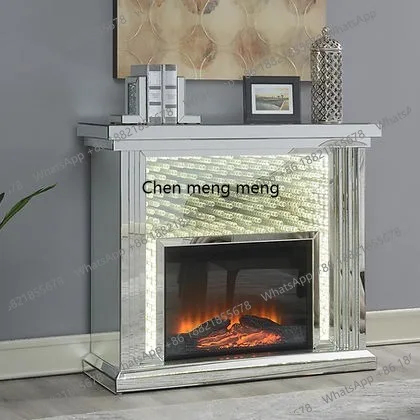 Luxury Living Room Furniture Broken Diamonds Multicolor Light Emitting Diode Mirror Fireplace