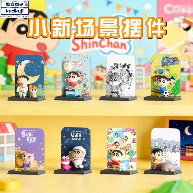 

Kucikuji Crayon Shinchan Licensed First Series Blind Box Official Scene Collectible Figure Trendy Toy Desk Decor Anime Fans gift