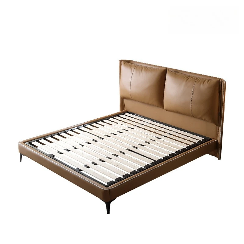 

Leather art bed, master bedroom soft bag bedside high-end feeling, genuine leather